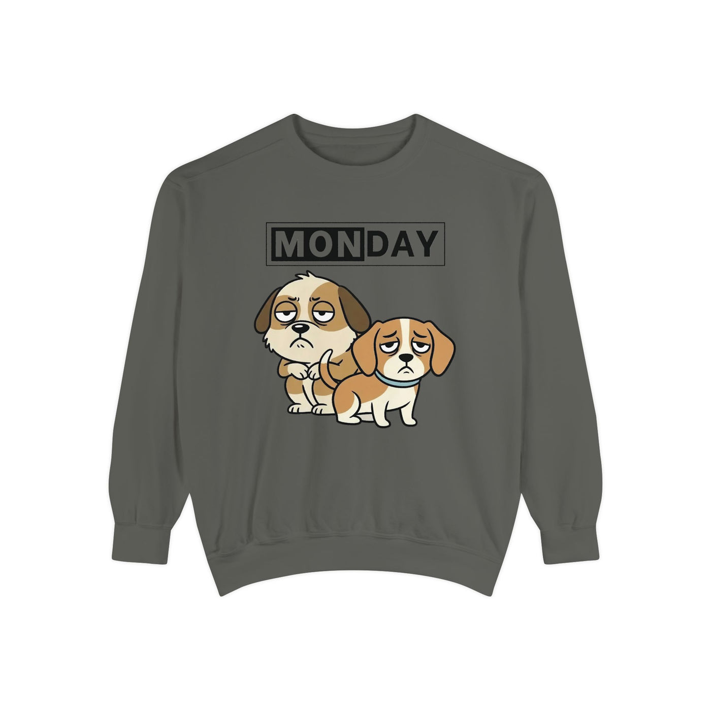 Monday Face Dog Stares Blankly Unisex Crewneck Sweatshirt style 1