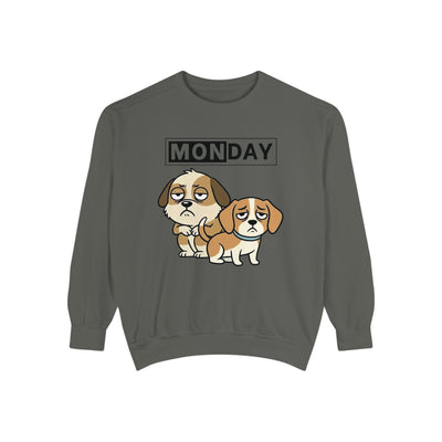 Monday Face Dog Stares Blankly Unisex Crewneck Sweatshirt style 1