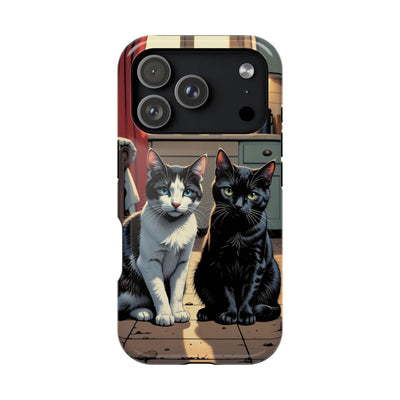 Cute Cats Magnetic Phone Case comic style 2, Cat Lover Gift, Impact-Resistant iPhone Case, Funny Pet Accessory, Unique Animal Design