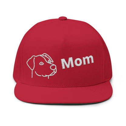 Stylish Embroidered Dog Mom Flat Bill Cap style 1