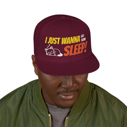 I just wanna get some sleep Embroidered Cute Cat Snapback Hat