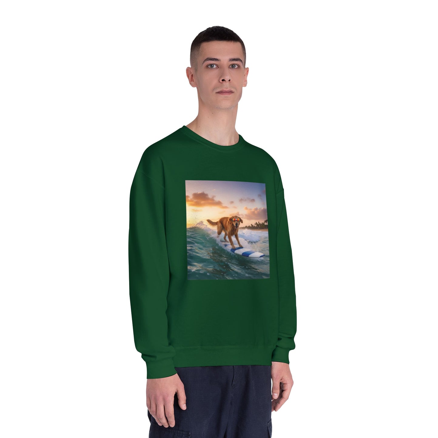 Surfing Dog Graphic Unisex NuBlend Crewneck Sweatshirt style 1