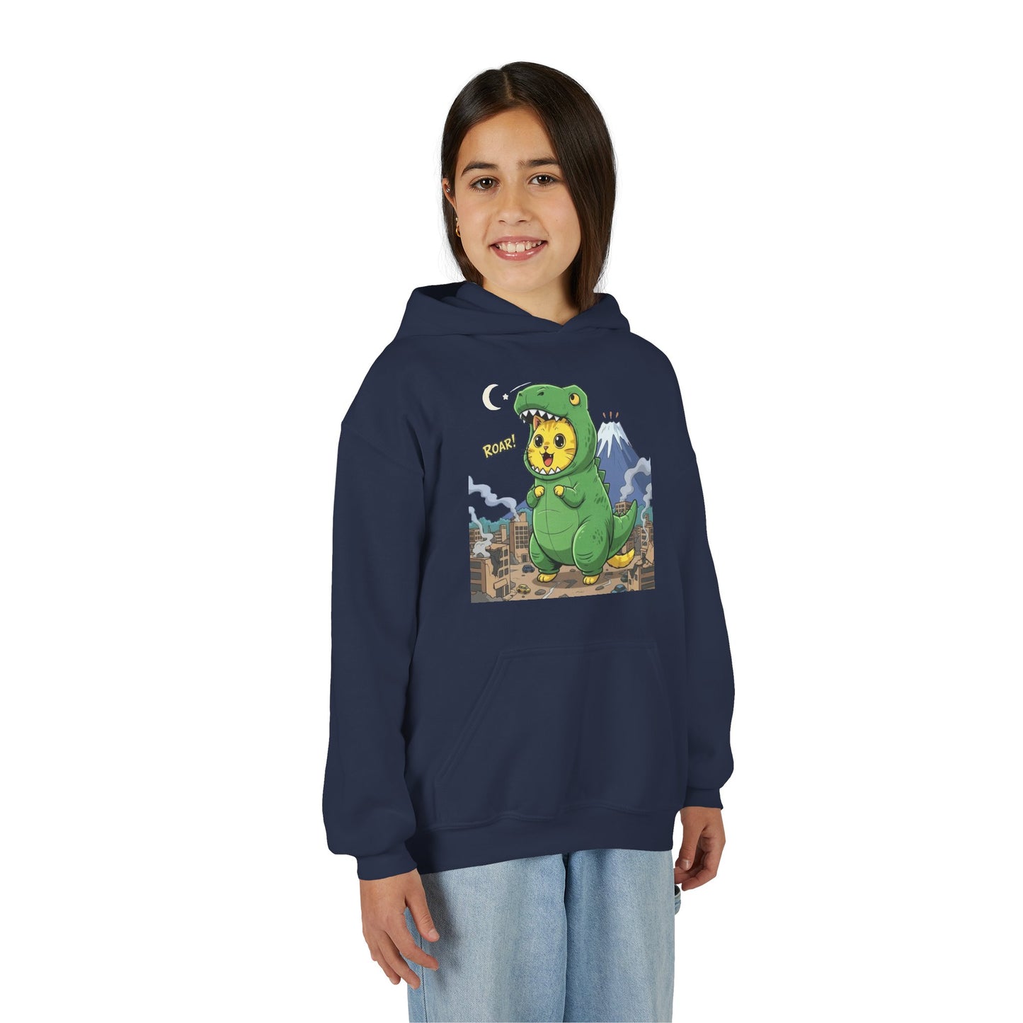 Cat cosplay Godzilla Unisex Kids Hoodie style 1