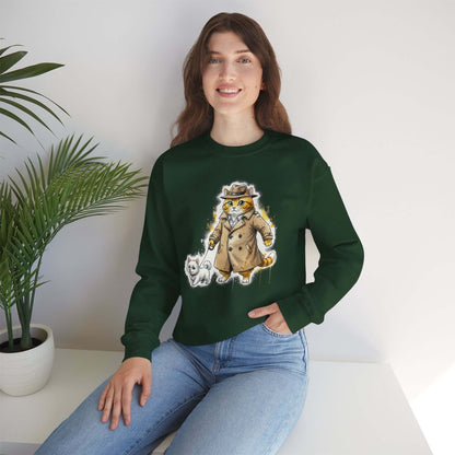 Watercolor Cat & Dog painting Unisex Crewneck Sweatshirt style 1