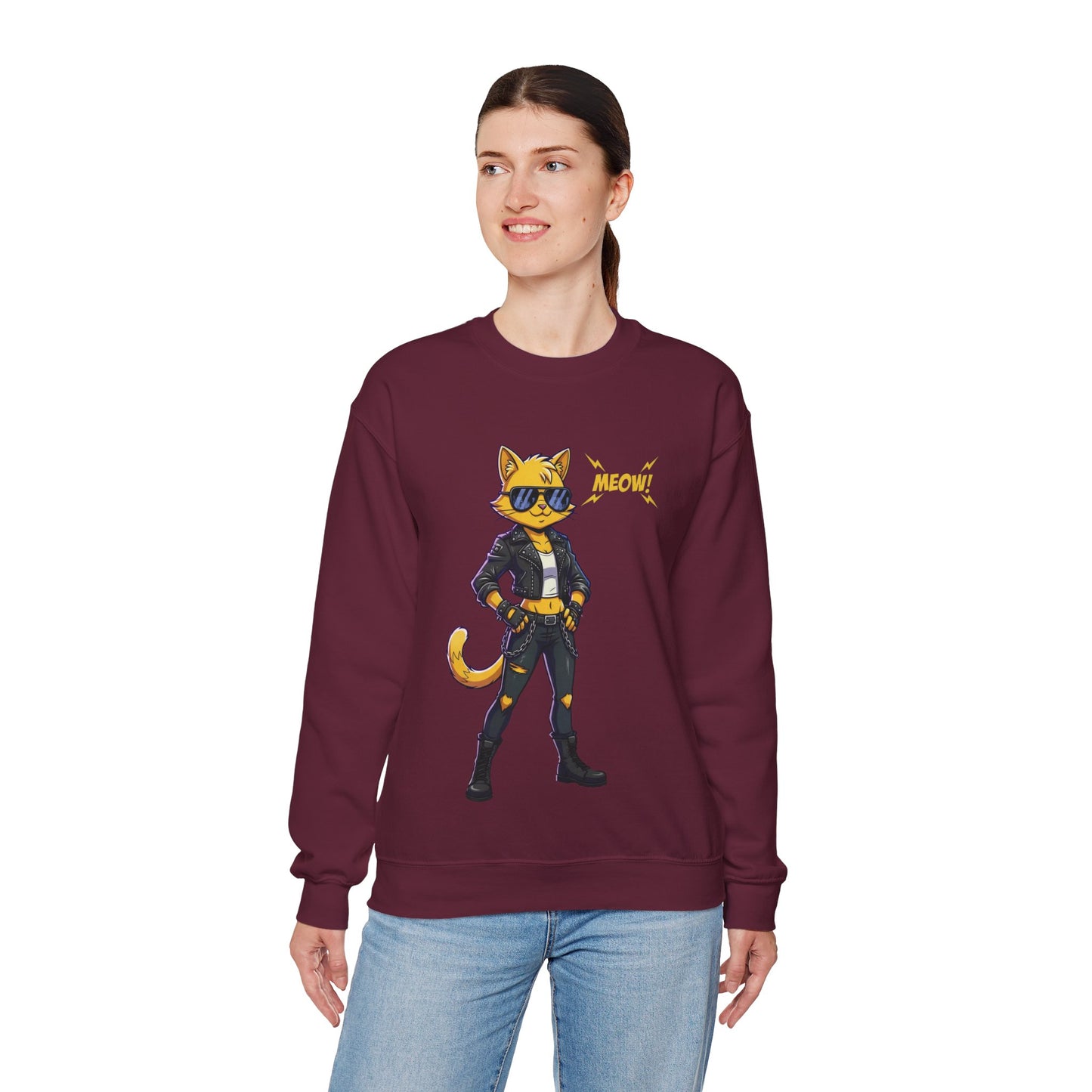 Cool Cat Unisex Heavy Blend Crewneck Sweatshirt style 4