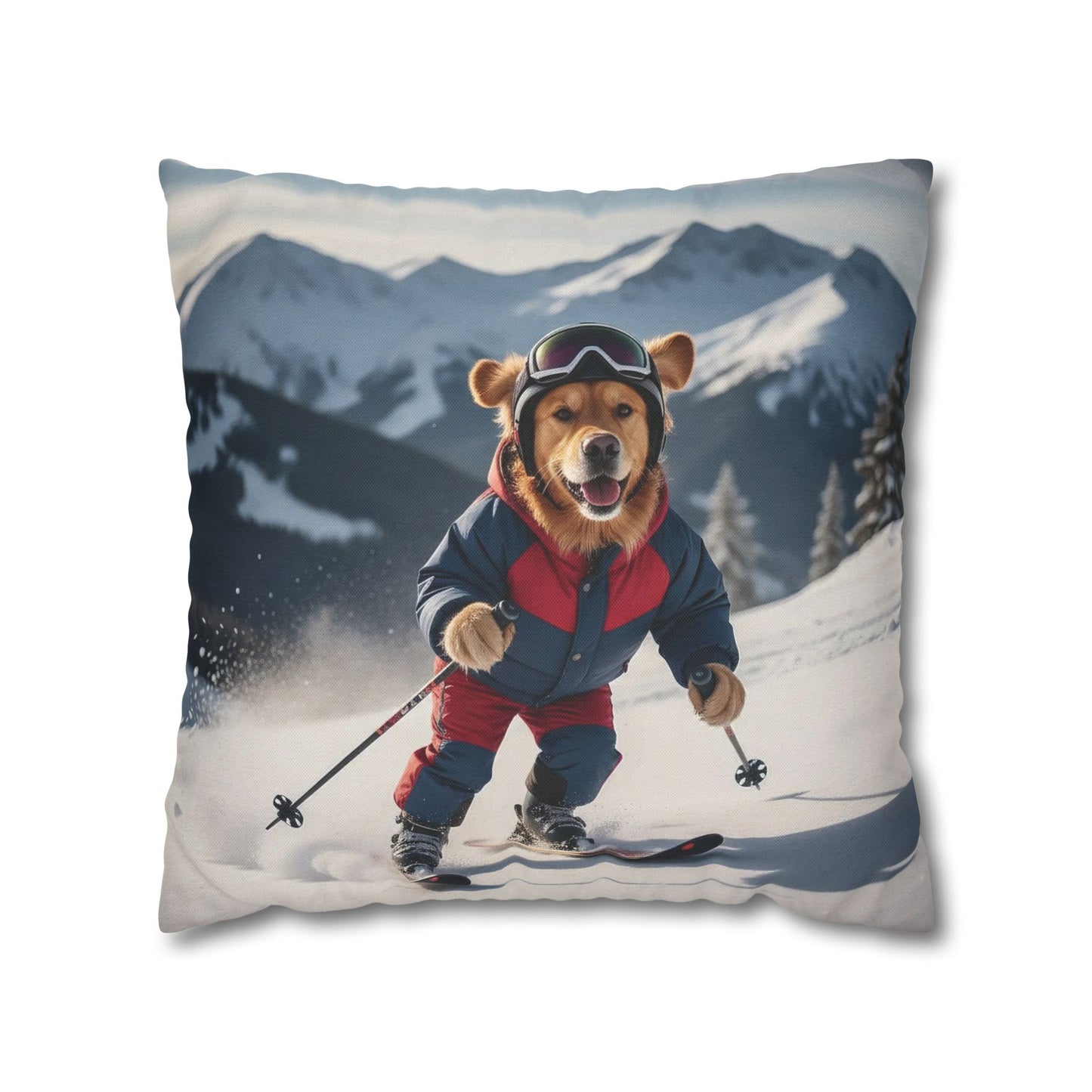 Skiing Dog Graphic Fun & Cozy Decorative Pillowcase