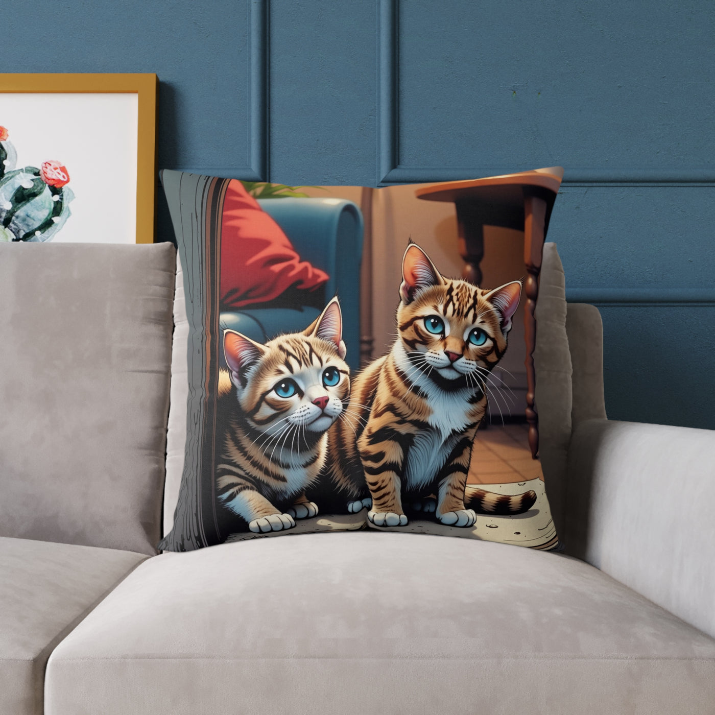 Cat Art style 2 Pillow, Pet Lover Gift, Home Decor, Animal Lover Cushion, Custom Pet Pillow