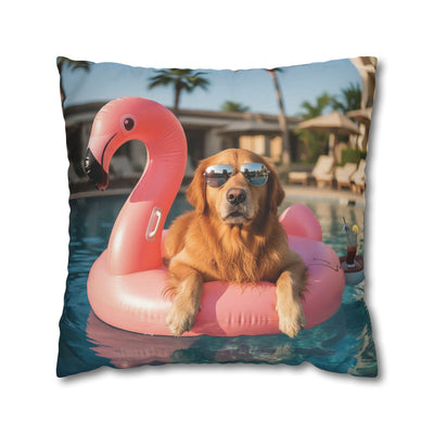 Relaxing Dog Swimming Pillowcase - Cozy Spun Polyester Decorative Pillowcase for Dog Lovers