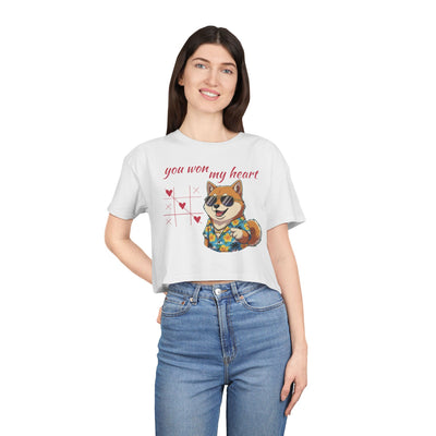 Cute Graphic Crop Tee - 'You Won My Heart', Women's Fashion, Gift for Animal Lovers, Casual Outfit, Summer Style, Funny Shirt