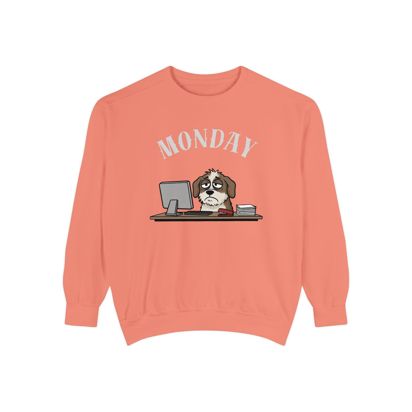 Monday Face Dog Stares Blankly Unisex Crewneck Sweatshirt style 5