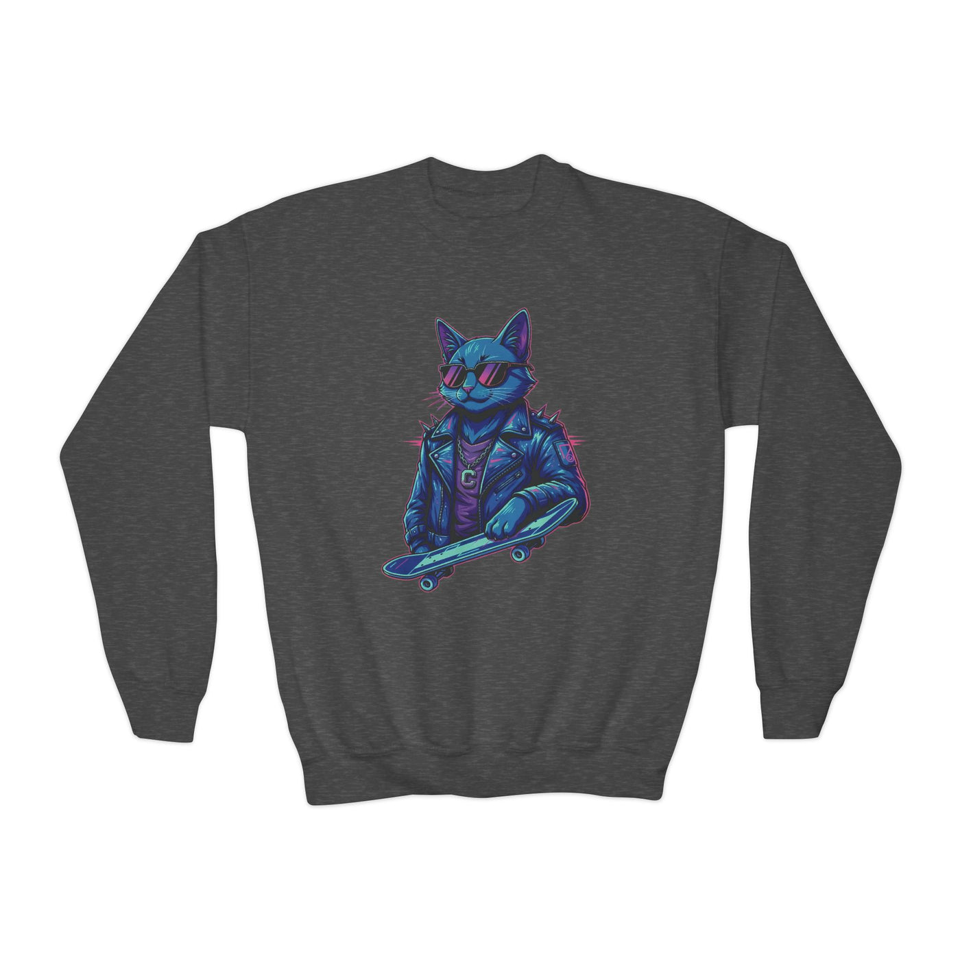 Cool Cat style 2 Youth Crewneck Sweatshirt - Cozy & Cute