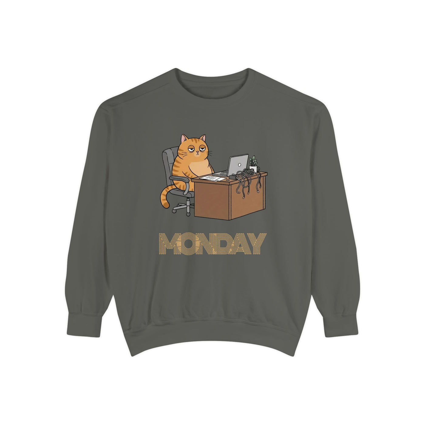 Monday Face Cat Stares Blankly Unisex Crewneck Sweatshirt style 3
