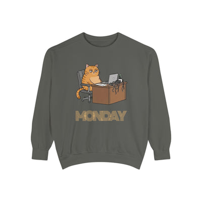 Monday Face Cat Stares Blankly Unisex Crewneck Sweatshirt style 3