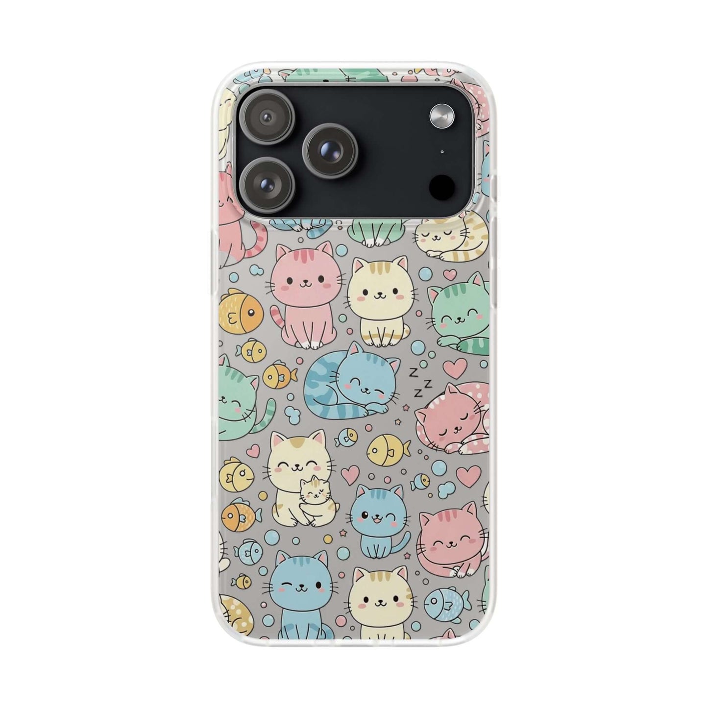 Kawaii Colorful Cat Pattern iPhone 16 17 series Flexi Case