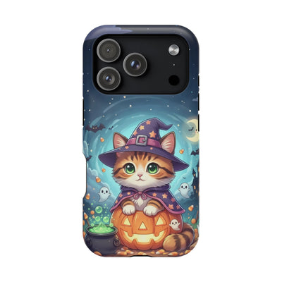 Halloween cute kitten anime style 2 Magnetic Phone Case, Cat Lover Gift, Impact-Resistant iPhone Case, Funny Pet Accessory, Unique Animal Design