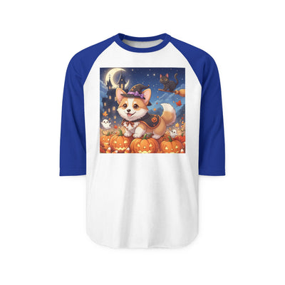 Halloween cute puppy anime style 4 Raglan Shirt, Cute Pet Shirt, Fall Apparel, Unisex Halloween Outfit, Gift for Dog Lovers, Spooky Season Tee