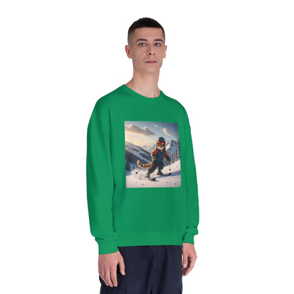 Skiing Cat Graphic Unisex NuBlend Crewneck Sweatshirt