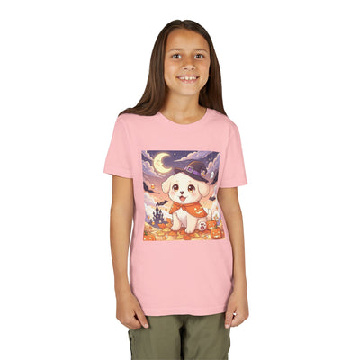 Halloween cute puppy anime style 2 Youth Tee, Short Sleeve T-Shirt, Kids Halloween Apparel, Cute Dog Tee, Fall Outfit for Children