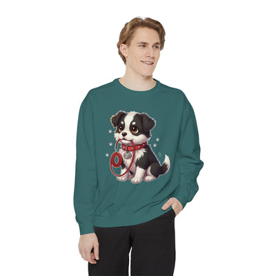 Cute Dog Walk Time style 1 Cozy Graphic Unisex Crewneck Sweatshirt