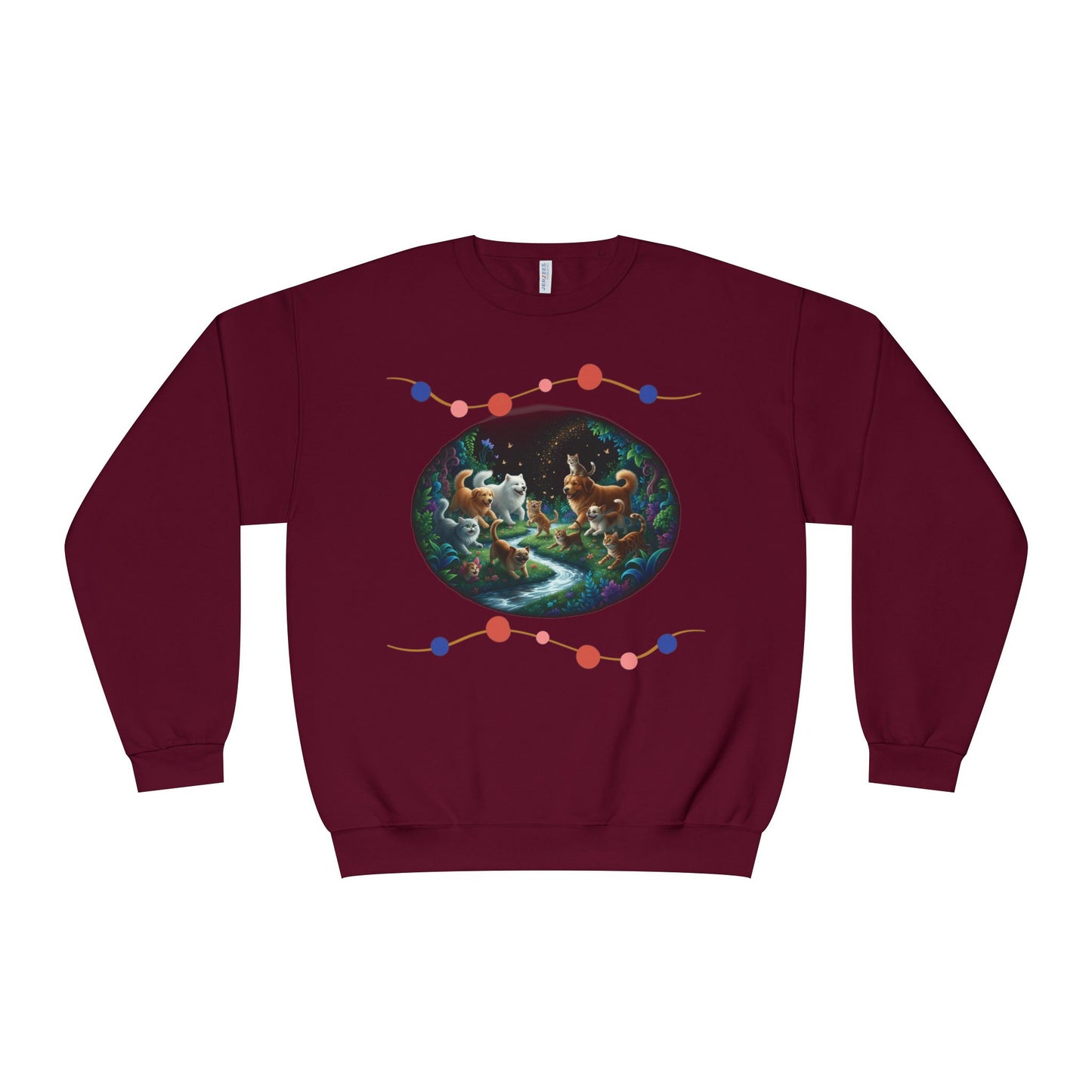 Cats & Dogs Happy Garden Unisex NuBlend Crewneck Sweatshirt style 1