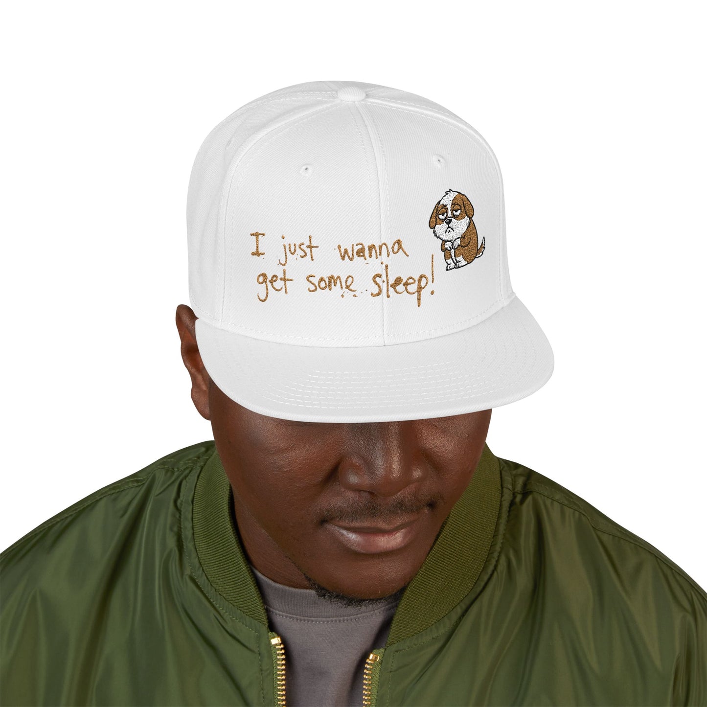 I just wanna get some sleep Embroidered Cute Puppy Snapback Hat