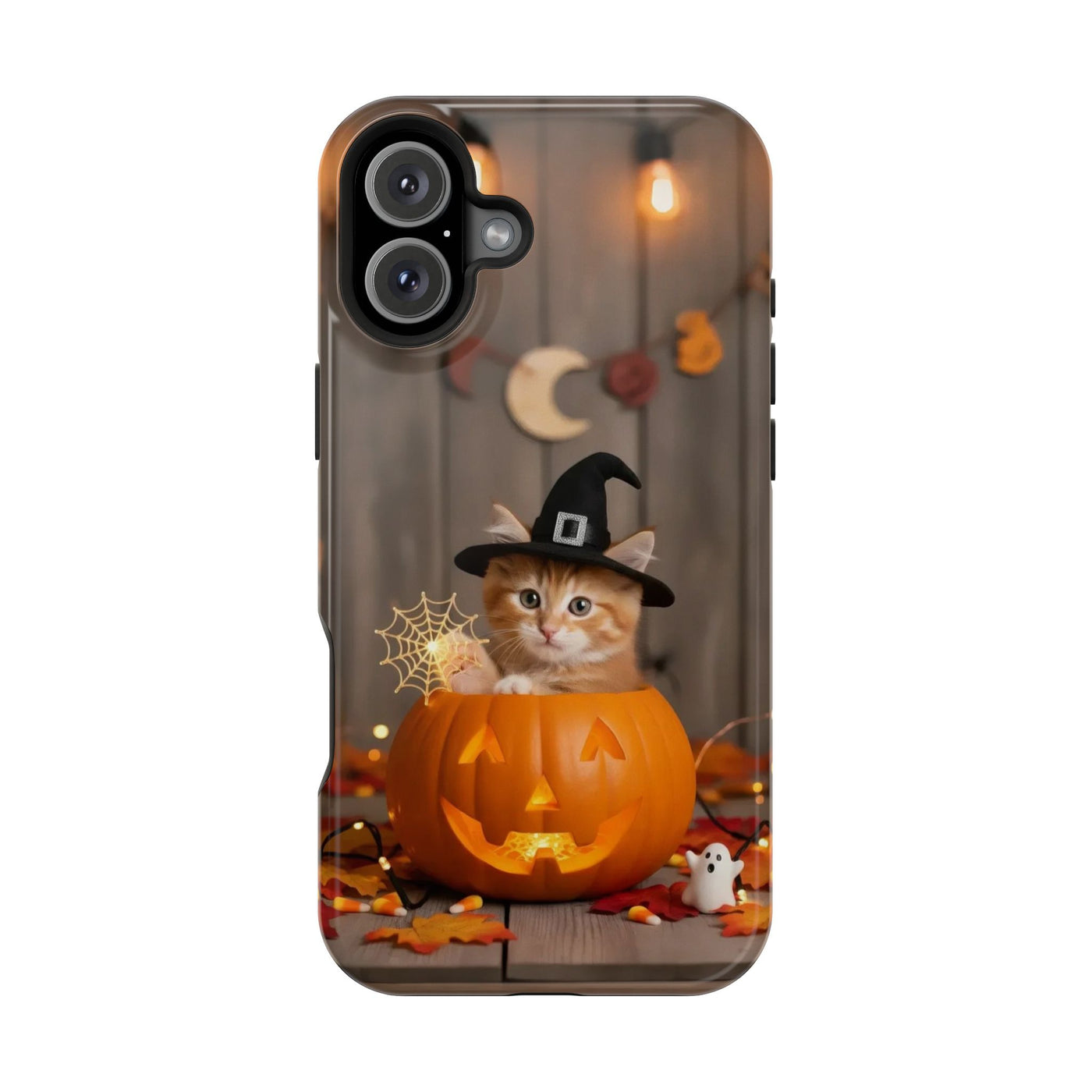 Halloween cute kitten photo style 2 Magnetic Phone Case, Cat Lover Gift, Impact-Resistant iPhone Case, Funny Pet Accessory, Unique Animal Design