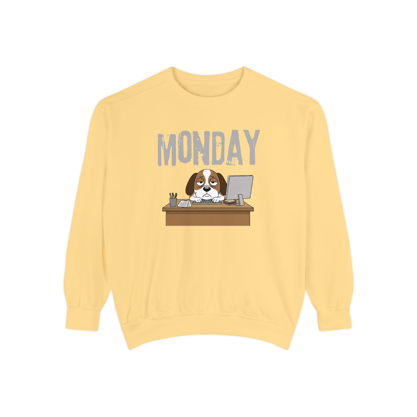 Monday Face Dog Stares Blankly Unisex Crewneck Sweatshirt style 6