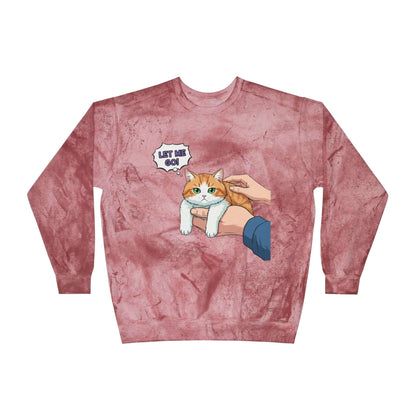 Let Me Go Cat Cozy Crewneck Sweatshirt Tie-Dye style 2