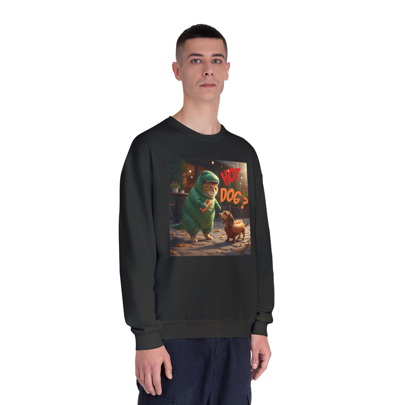 Tyrannosaurus Cat & Hot Dog Unisex NuBlend® Crewneck Sweatshirt