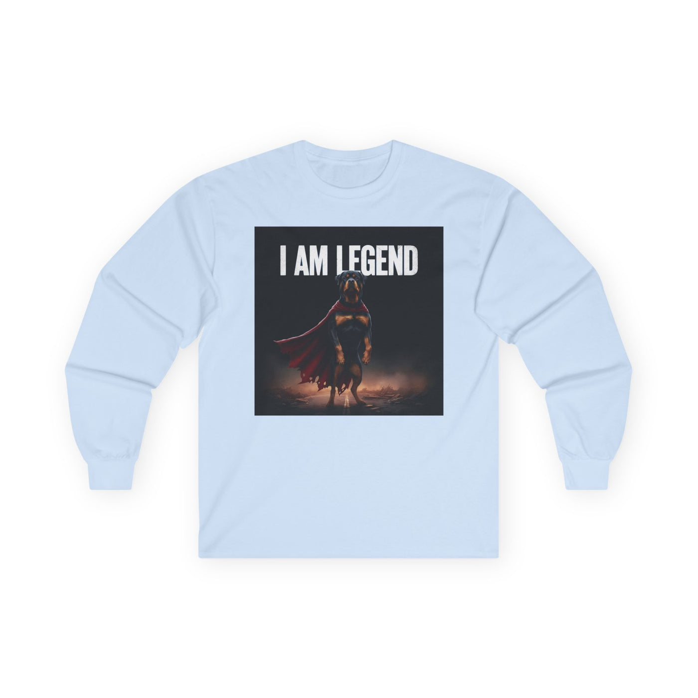 I Am Legend Dog Unisex Long Sleeve Tee - Stylish Graphic Shirt for Superhero Fans