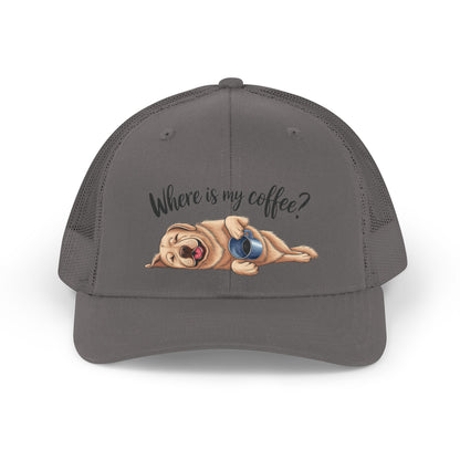 Where Is My Coffee? Sleeping dog Retro Cap Trucker Hat