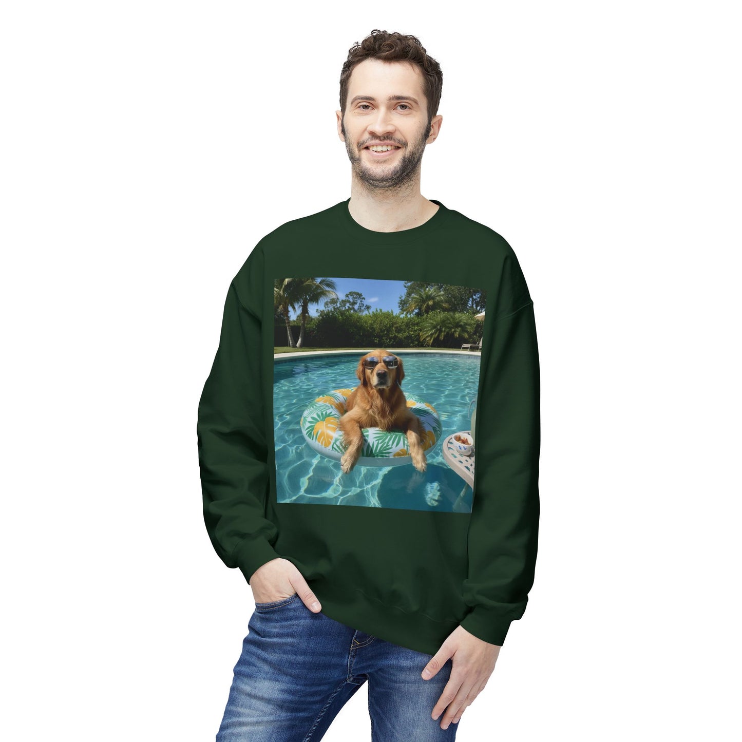 Swimming Pool Vibes Graphic Dog Unisex Crewneck Sweatshirt