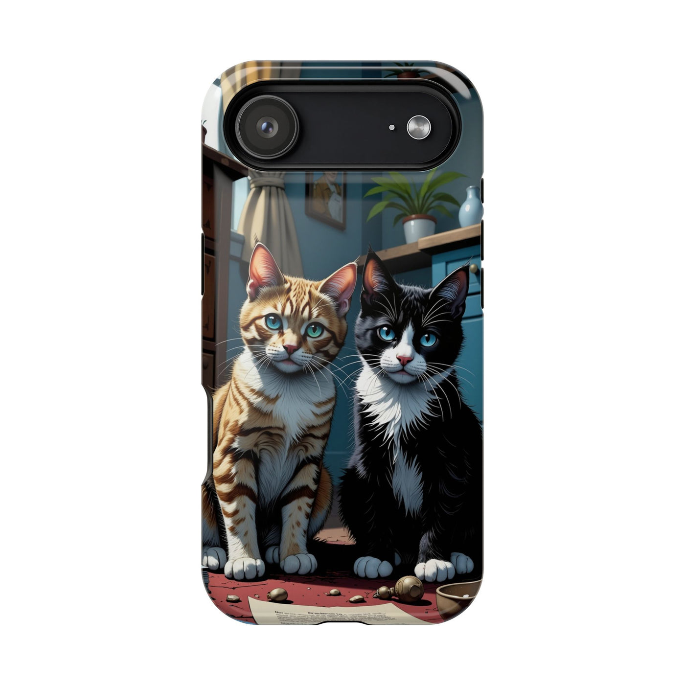 Cute Cats Magnetic Phone Case comic style 4, Cat Lover Gift, Impact-Resistant iPhone Case, Funny Pet Accessory, Unique Animal Design