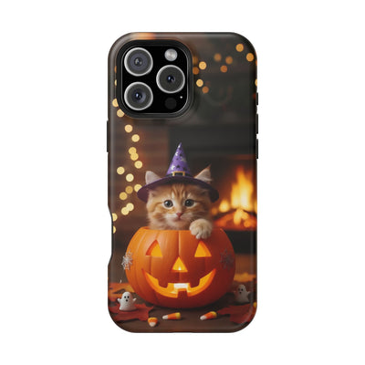 Halloween cute kitten photo style 3 Magnetic Phone Case, Cat Lover Gift, Impact-Resistant iPhone Case, Funny Pet Accessory, Unique Animal Design