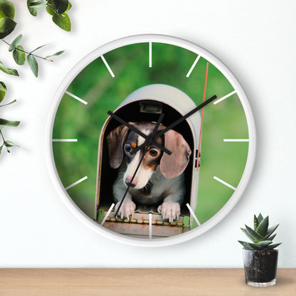 Dog in Post Box different colors Wall Clock