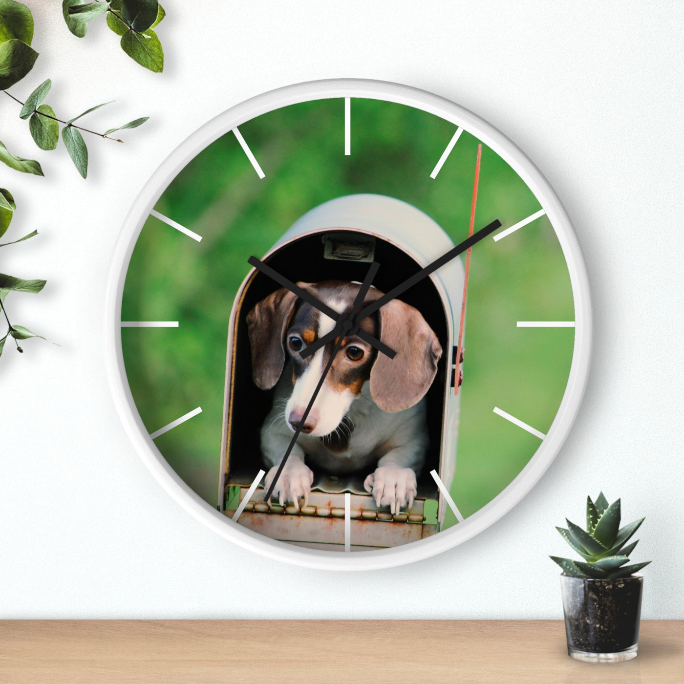 Dog in Post Box Wall Clock