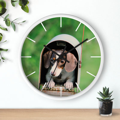 Dog in Post Box Wall Clock