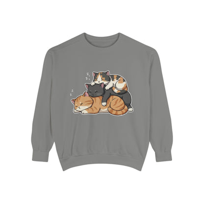 3 Cute Sleeping Cats Cozy Graphic Unisex Crewneck Sweatshirt style 7