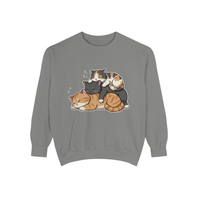 3 Cute Sleeping Cats style 7 Cozy Graphic Unisex Crewneck Sweatshirt