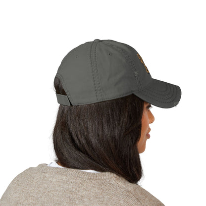 Dogs Lover Distressed Embroidered Cap Dad Hat Brown Words