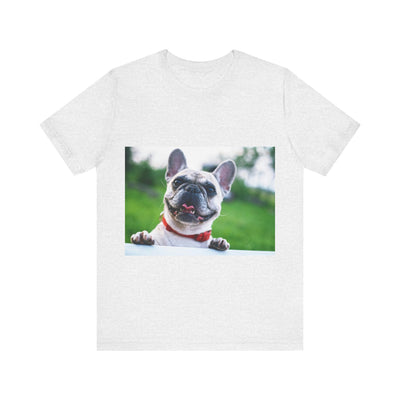 Puppy on the fence - Unisex Jersey Short Sleeve Tee