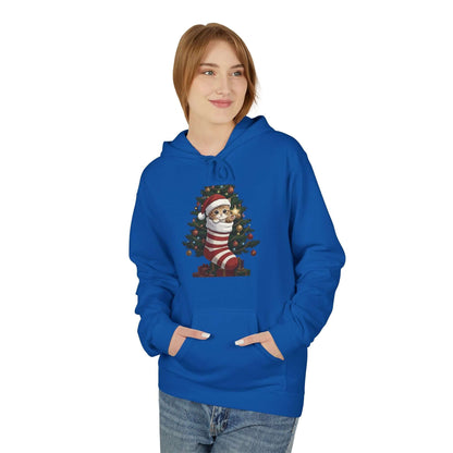 Kitten hiding in Christmas stocking Unisex Fleece Hoodie style 3