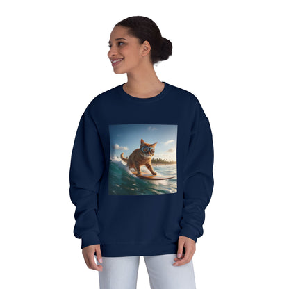 Surfing Cat Unisex NuBlend Crewneck Sweatshirt style 1