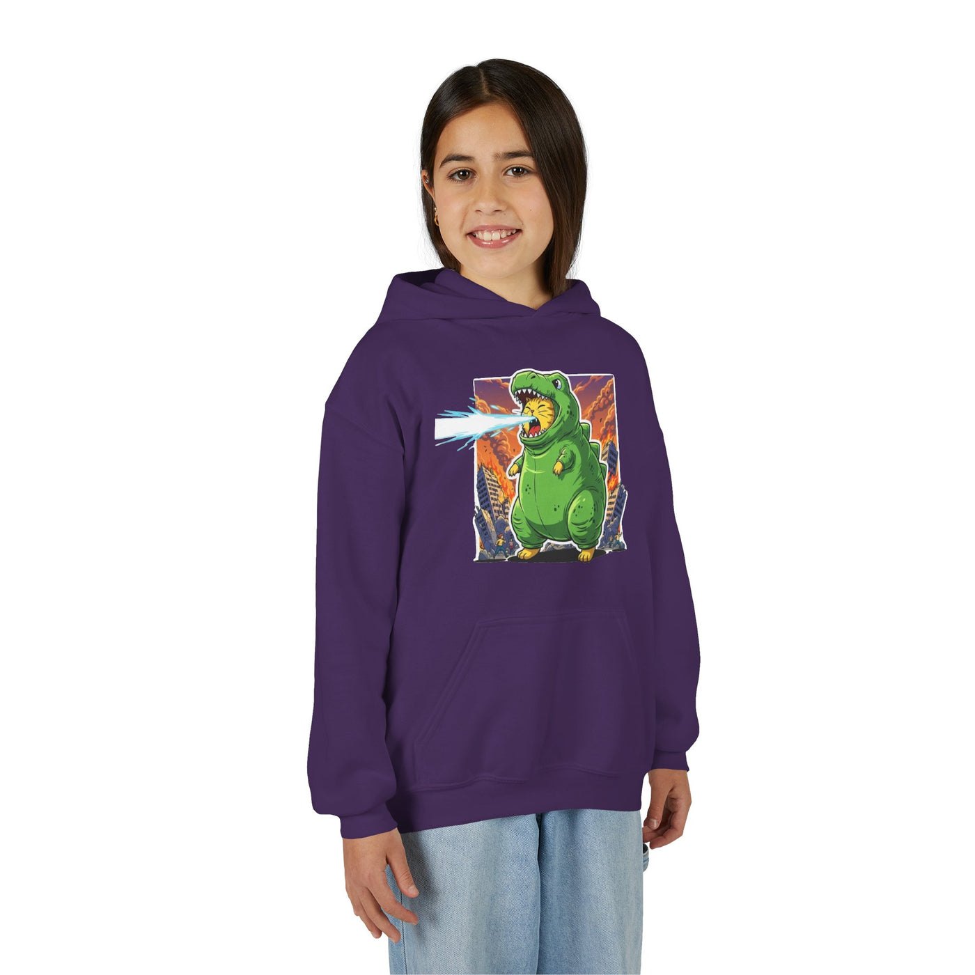Cat cosplay Godzilla style 3 Unisex Kids Hoodie - Fun & Cozy Heavy Blend Sweatshirt with Cute Design
