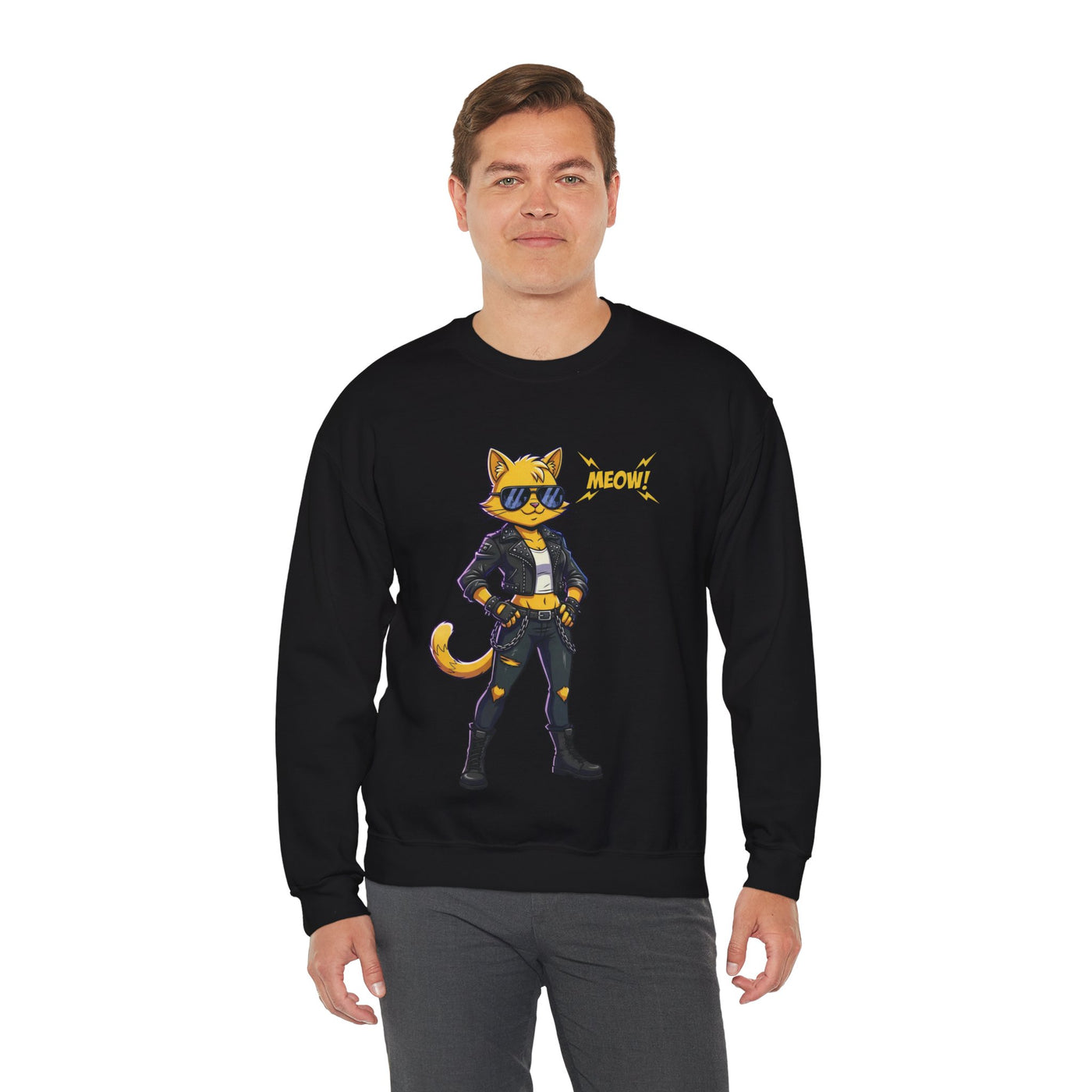 Cool Cat style 4 Unisex Crewneck Sweatshirt | Cozy Gift for Cat Lovers, Casual Wear, Unique Graphic Sweatshirt, Birthday Gift, Everyday Style