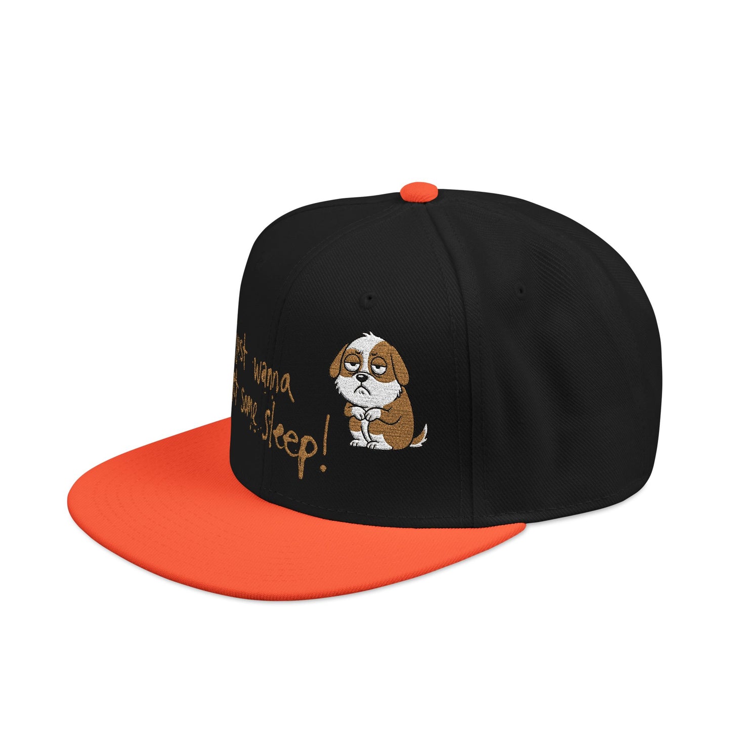 I just wanna get some sleep Embroidered Cute Puppy Snapback Hat