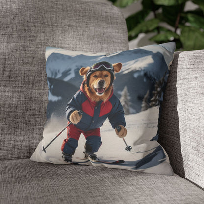 Skiing Dog Graphic Fun & Cozy Decorative Pillowcase