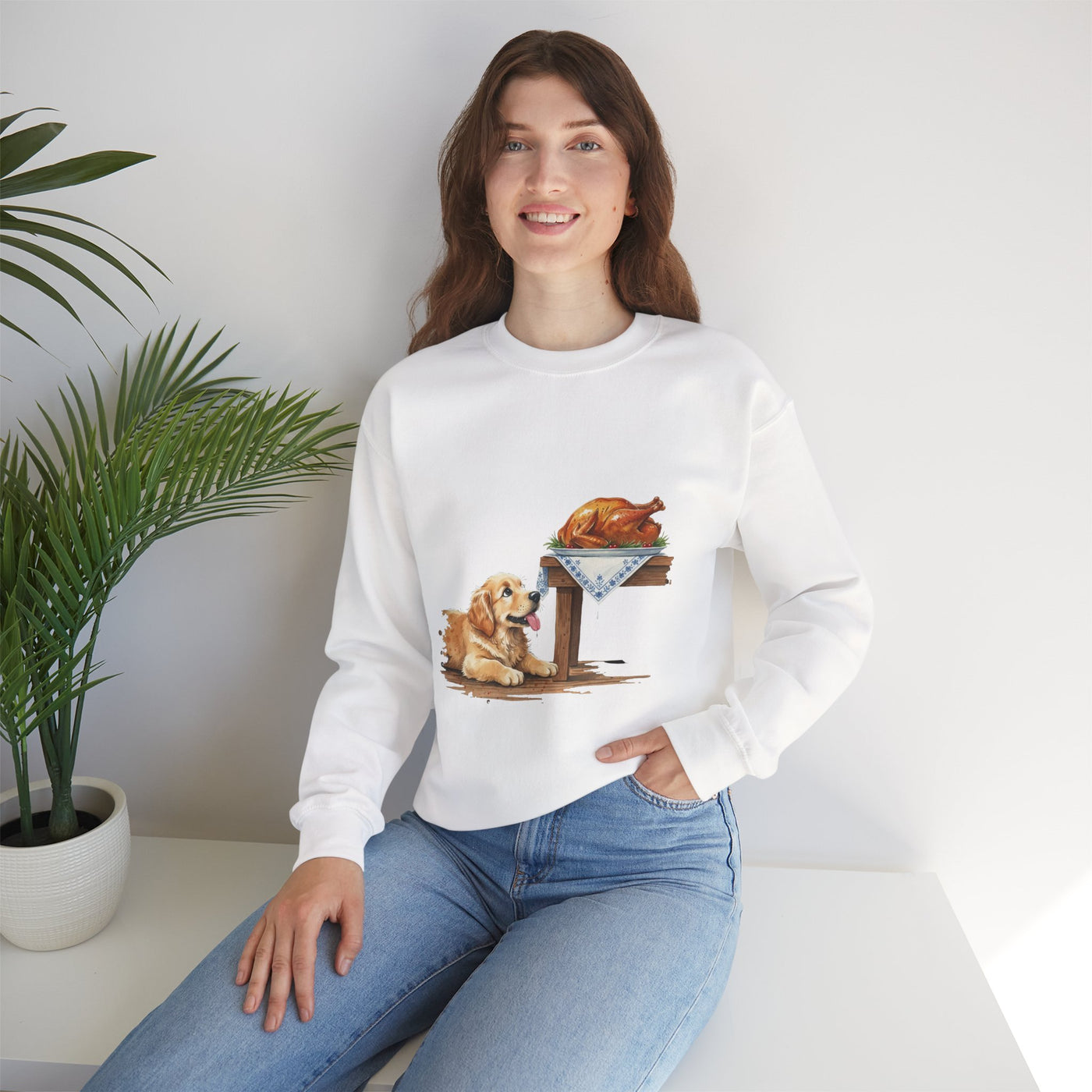 Watercolor painting style 5 Men & Women Cute Cat Pile Crewneck Sweatshirt