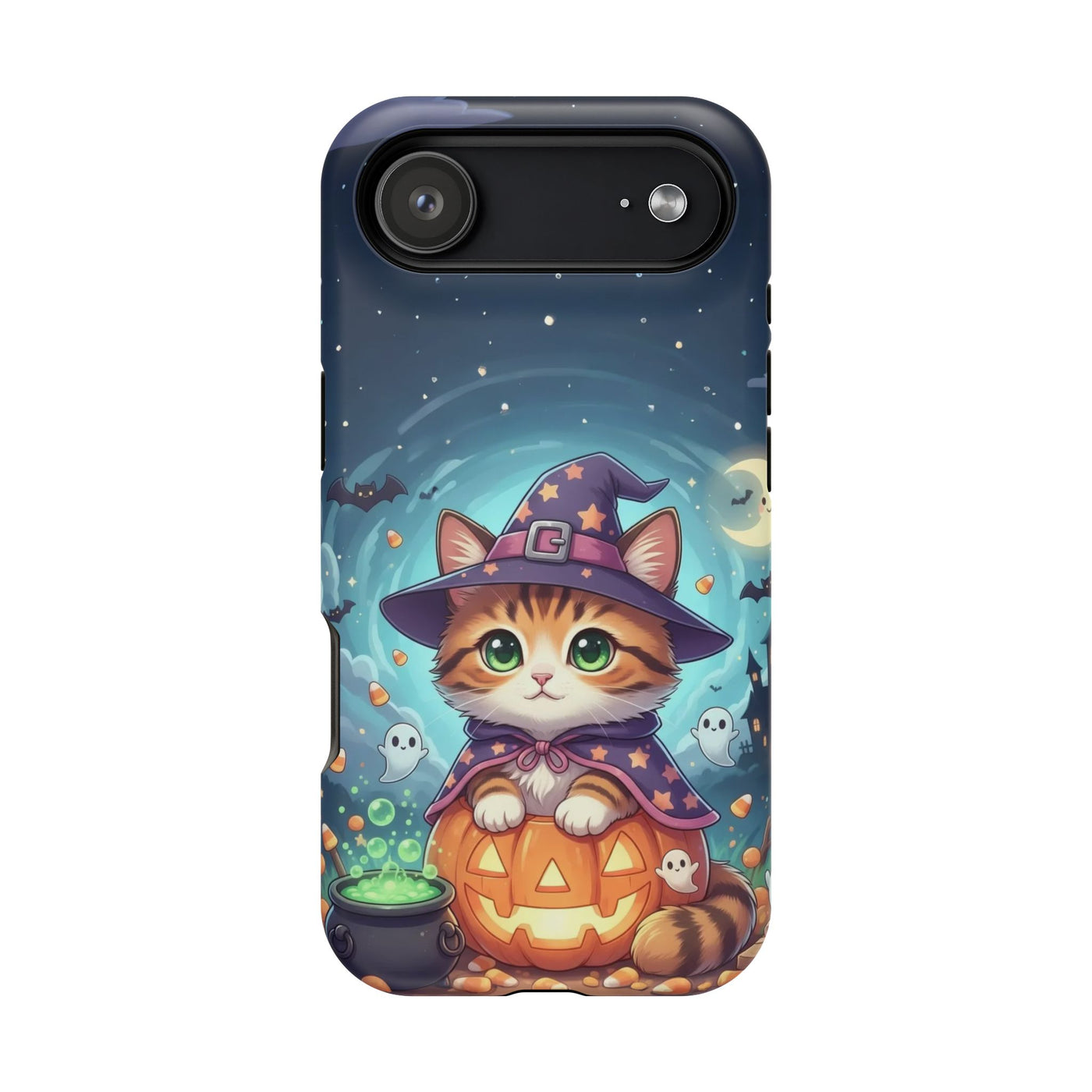 Halloween cute kitten anime style 2 Magnetic Phone Case, Cat Lover Gift, Impact-Resistant iPhone Case, Funny Pet Accessory, Unique Animal Design