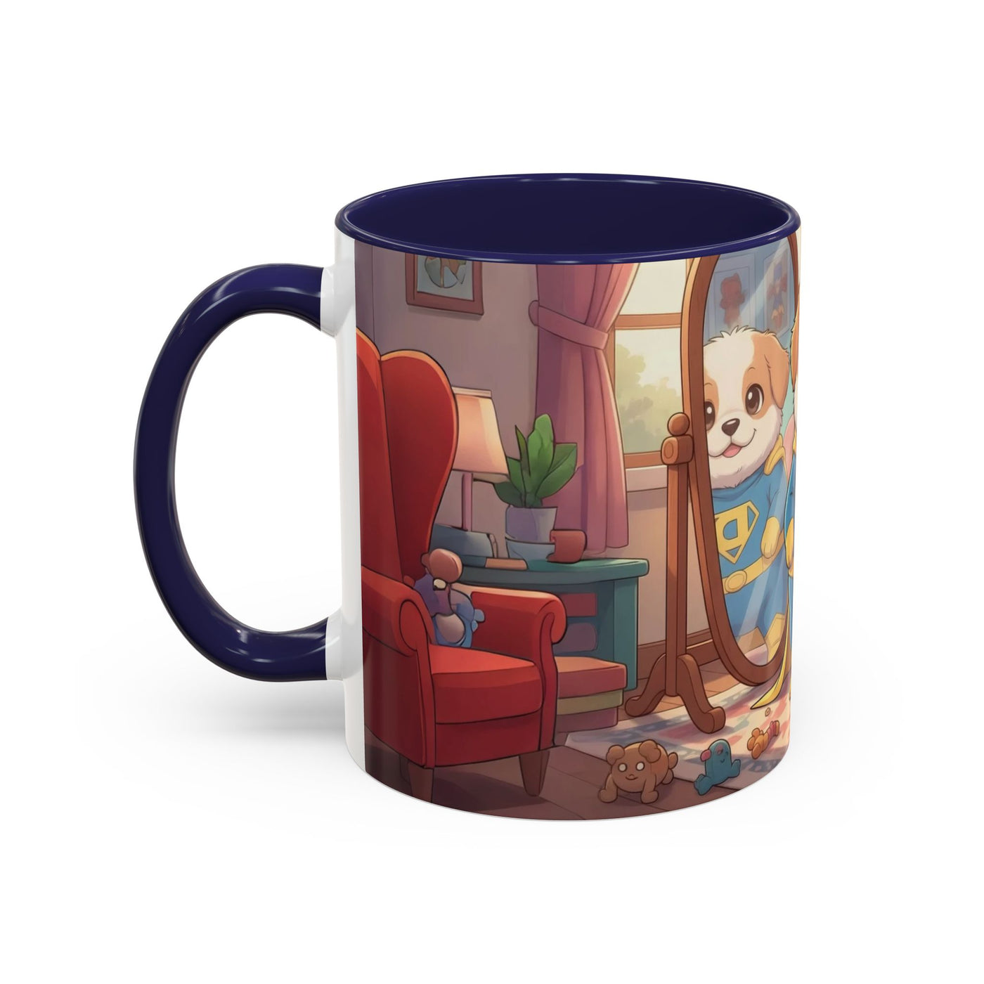 Super Pup Coffee Mug - Cute Puppy in Superhero Costume Accent Mug 11oz